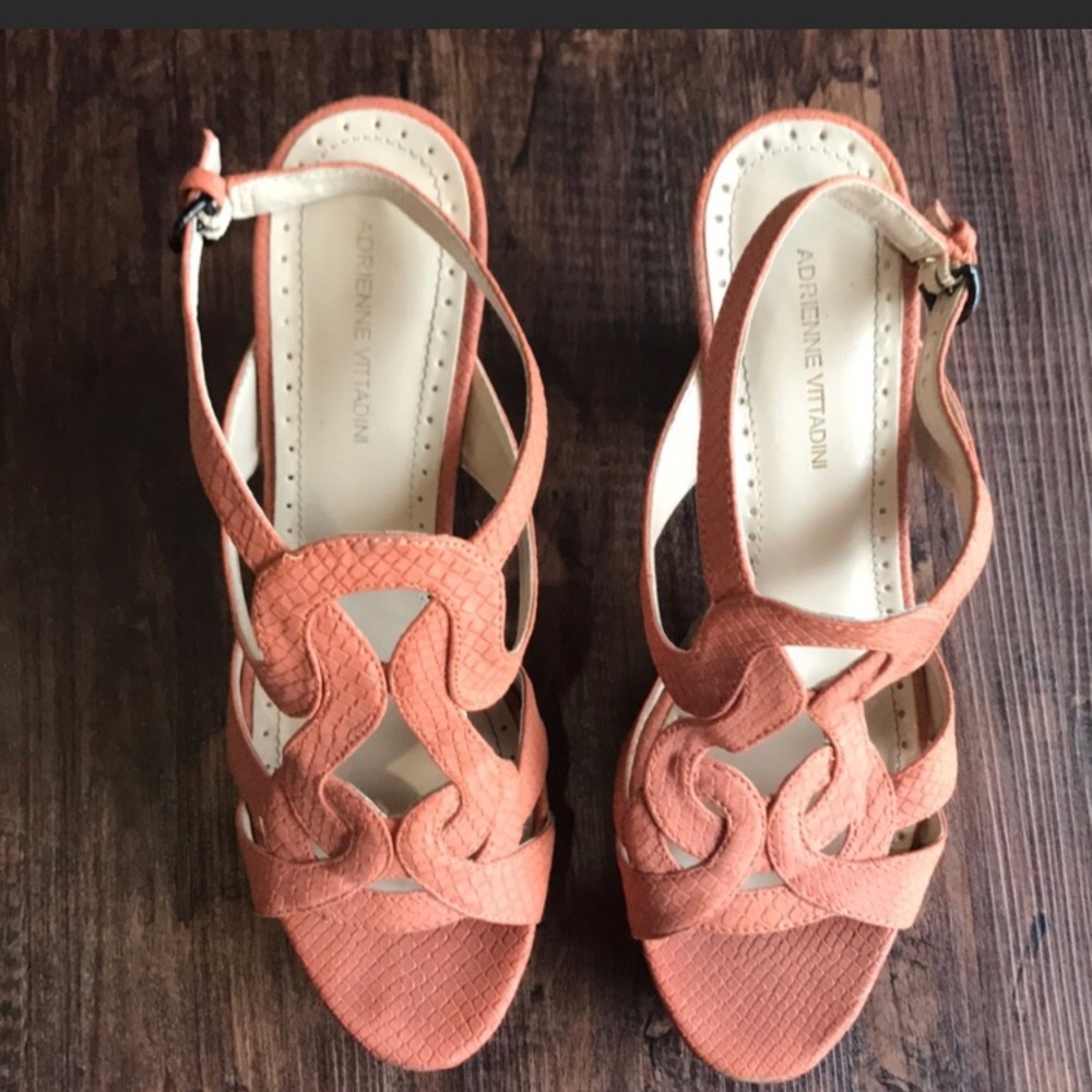 Adrienne Vitaddini orange cork sandals size 9
